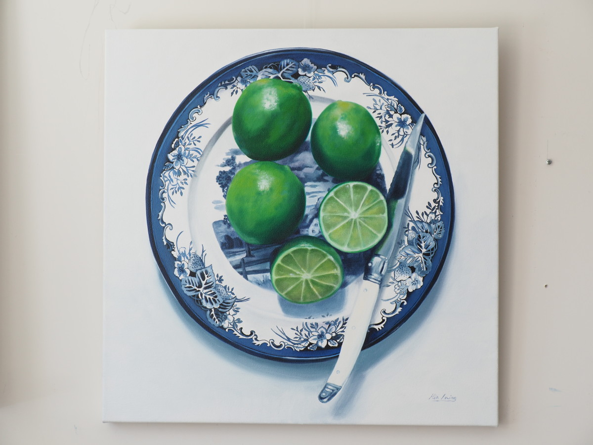 Limes on vintage plate by Mia Laing  