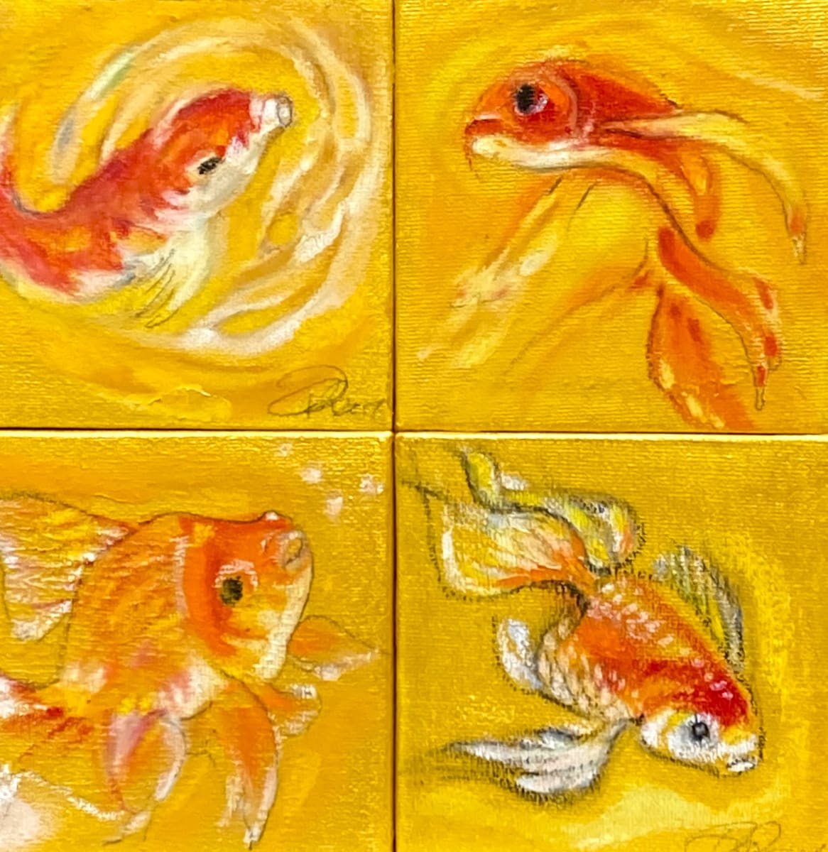 4x4 Mini Fish Series 4 pieces by Denise Richard 