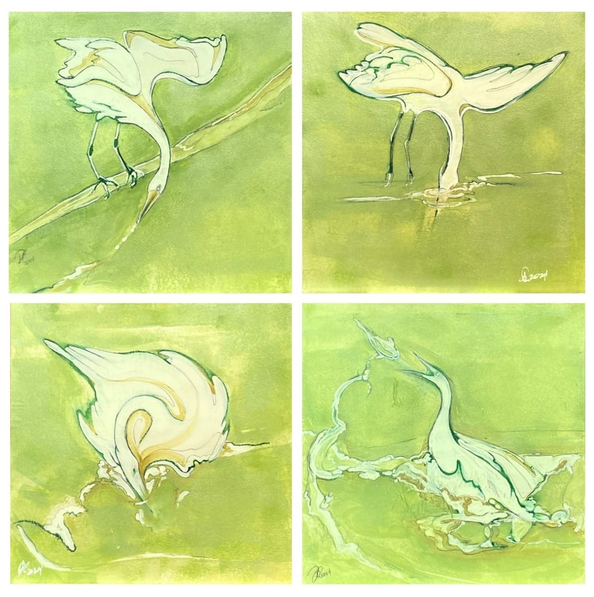 Green Gold Reflections 7 Series (12x12) by Denise Richard 