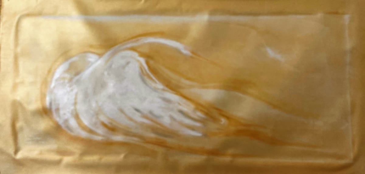 White Crane Over Water 1(Painting), Image 1.