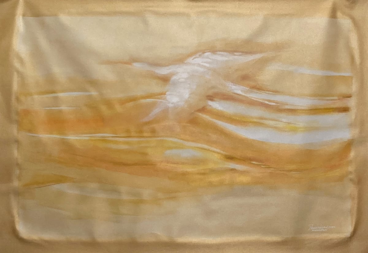 White Crane Over Water 2 (painting), Image 3.