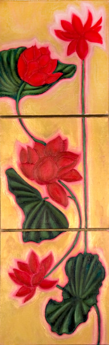 Red Lotus 2012 (tryptich) by Denise Richard 
