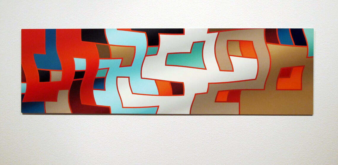 Thomas Burke, "sx mchne", 2002, Acrylic on aluminum, Marjorie Barrick Museum of Art Collection, Gift of the Las Vegas Art Museum, 2021; Gift of Alex Woman and Kristin Longdren, 2007.