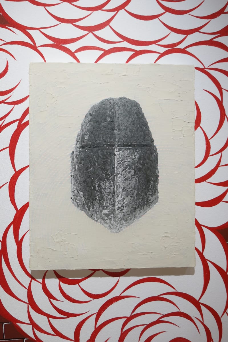 War Helmet 6 by Andrew Schoultz  Image: Installation photo.