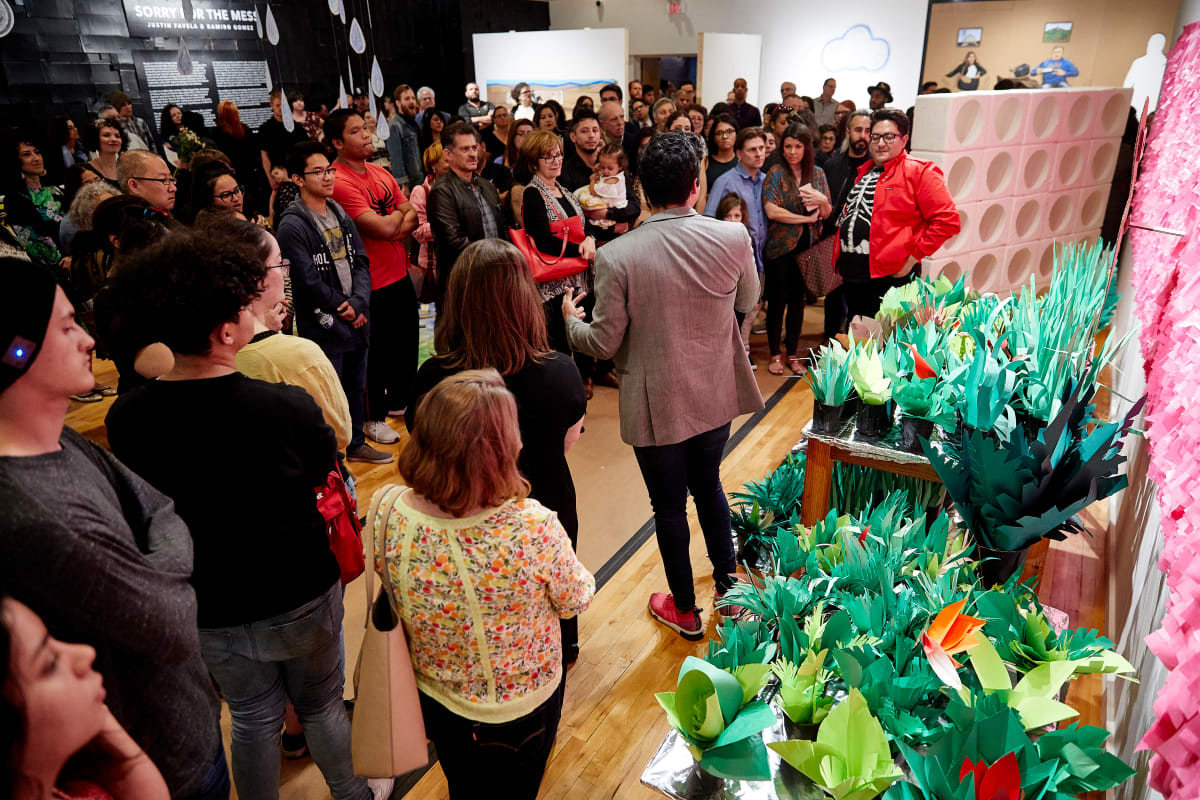 Installation view from opening reception of "Sorry for the Mess" (Photo by Josh Hawkins/UNLV Creative Services)