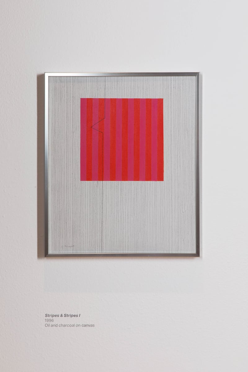 Stripes & Stripes I by Yoko Kondo Konopik  Image: Installation View Marjorie Barrick Museum of Art, Documentation by Krystal Ramirez