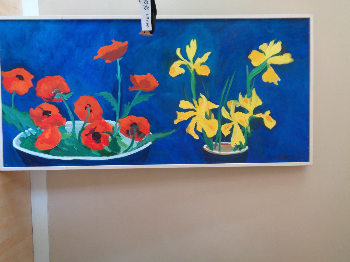 1096 Poppies & Yellow Iris by Shirley Gittelsohn 