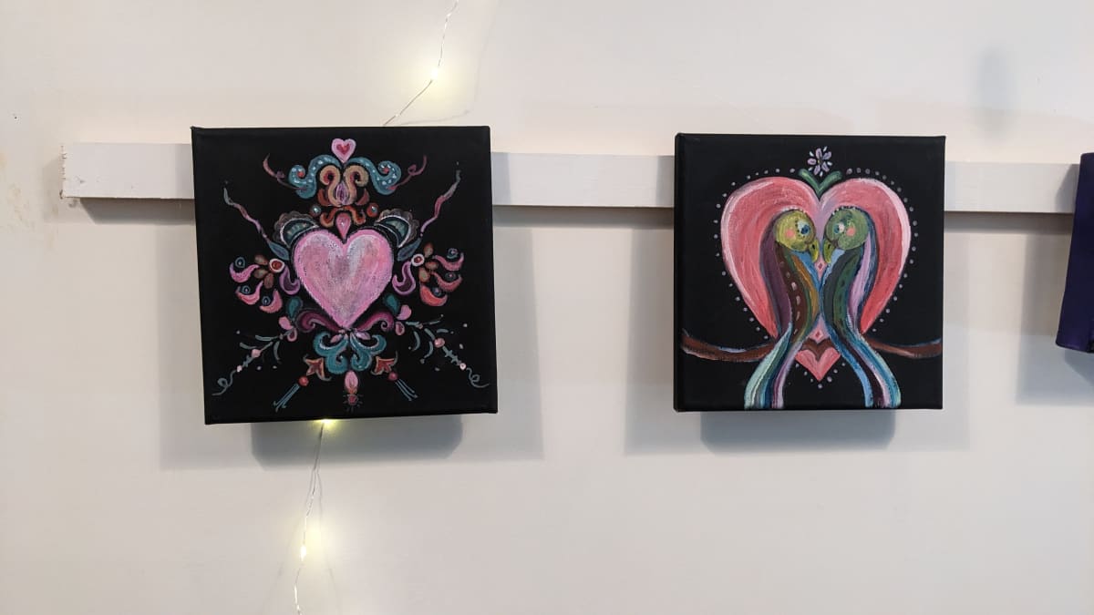 Valentine's Day Folk Art by Tina Rawson  Image: My Heart and Lovebirds