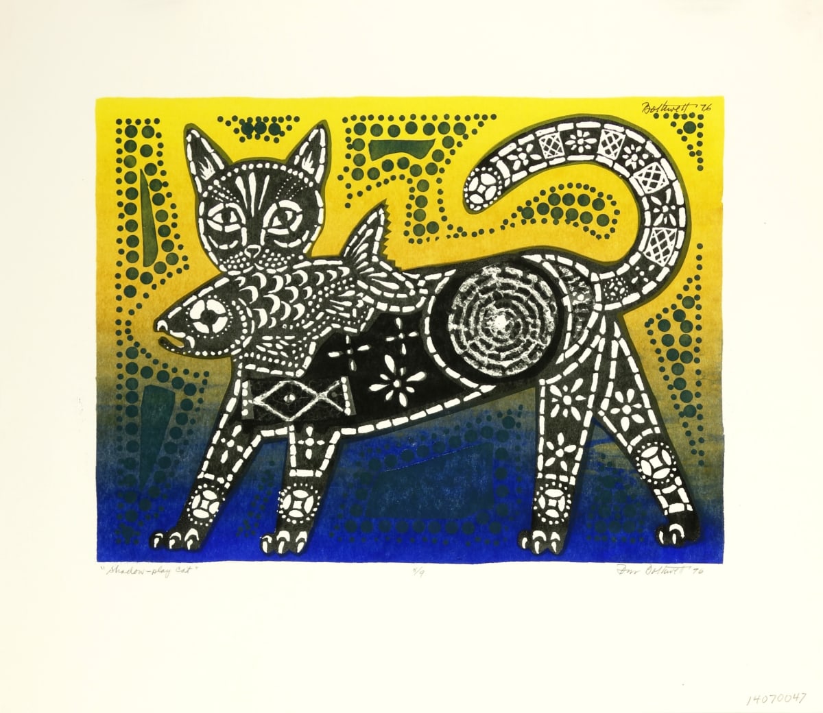 Shadow Play Cat  no. 8/9  (blue / yellow version) by Dorr Bothwell 