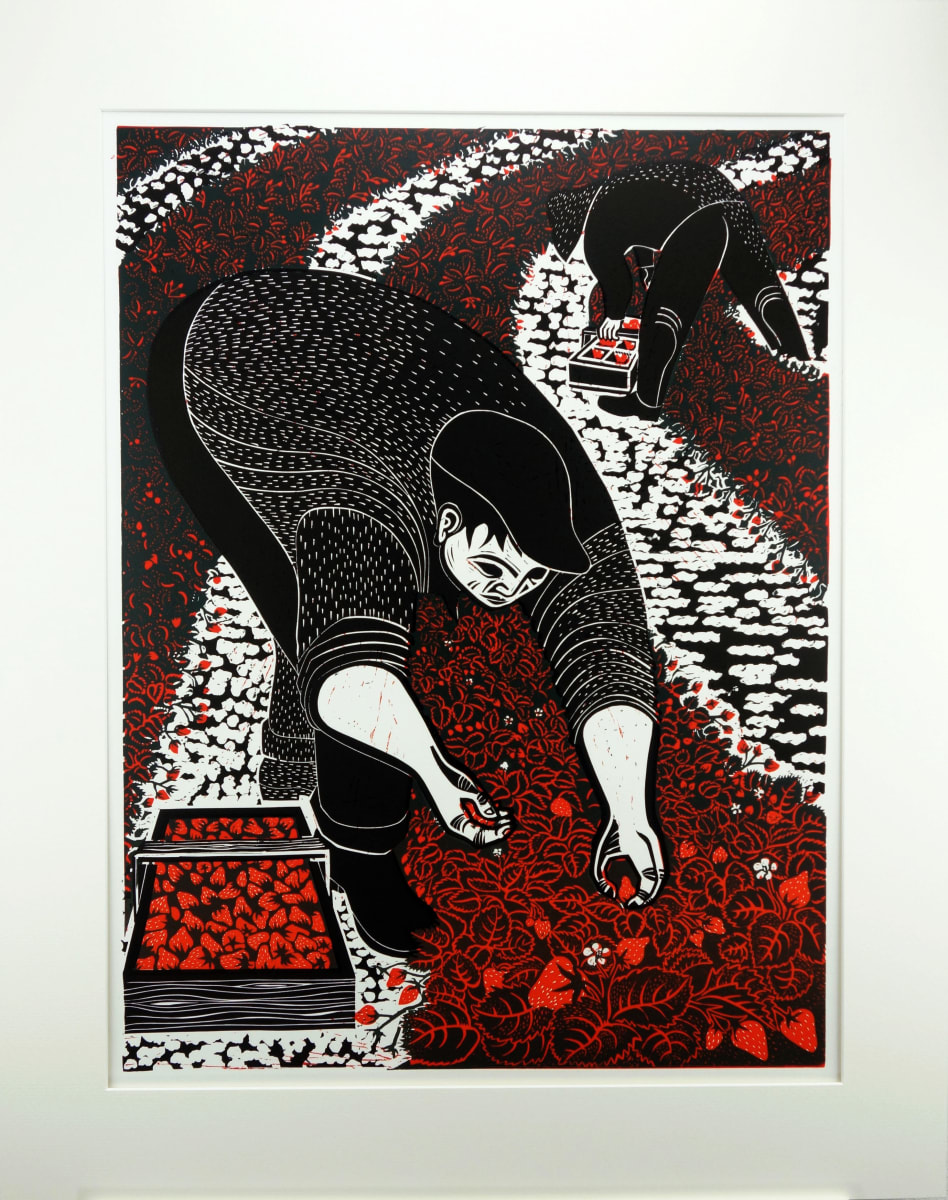 Strawberry Pickers (matted) by Emmy Lou Packard 