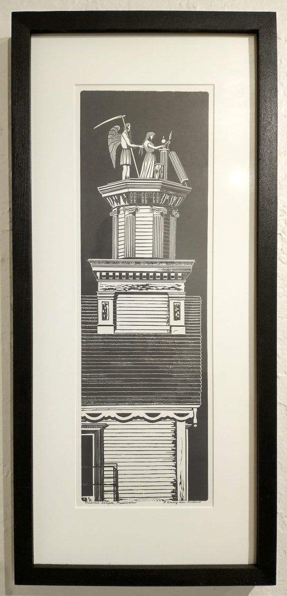 Masonic Hall (framed vintage reproduction with white mat) by Emmy Lou Packard 