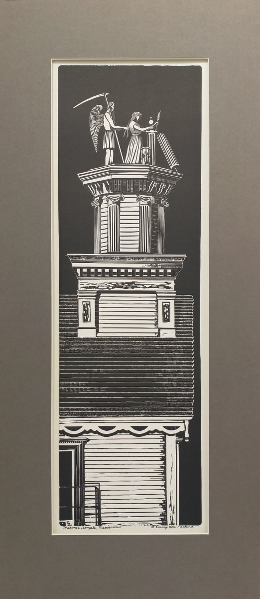 Masonic Hall (gray matted vintage reproduction) by Emmy Lou Packard 