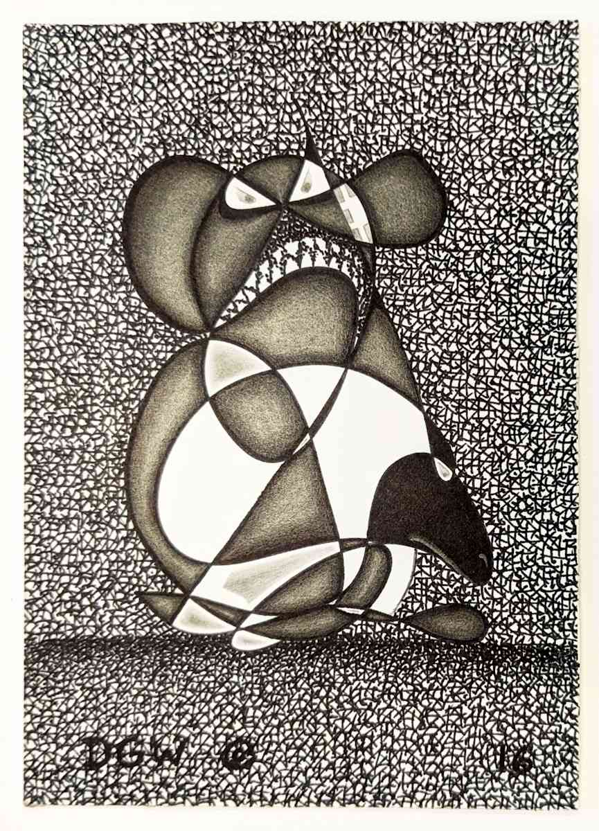 Mad Crazy, One Horned Mouse w/ Bandade on Left Cheek, Picking His Teeth While Holding His Evil Ram, Whose Holding His Maraca (postcard #432) by Daniel Watson 