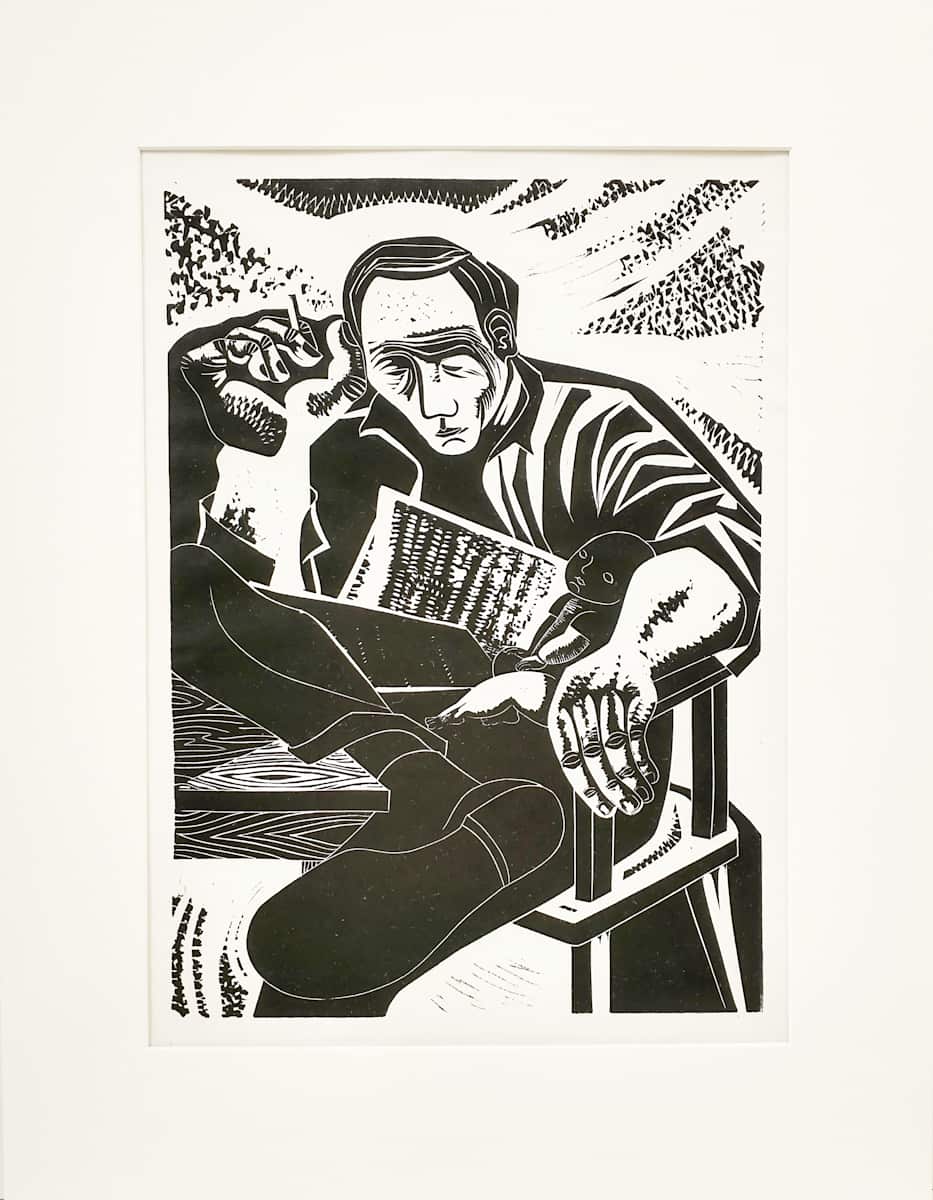 Dad with Baby (unmatted) by Emmy Lou Packard 