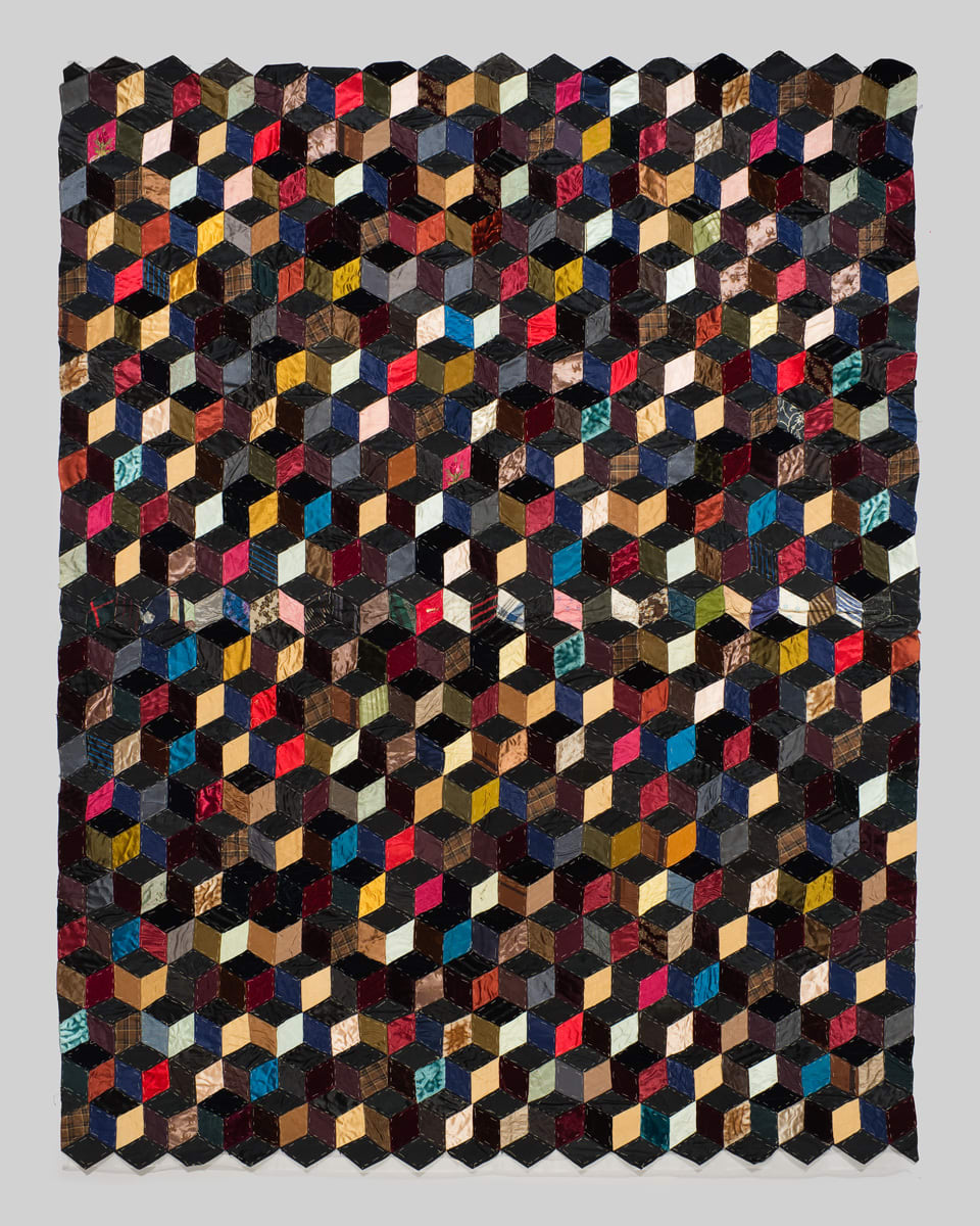 Tumbling Blocks Quilt Top by Unknown Artist 