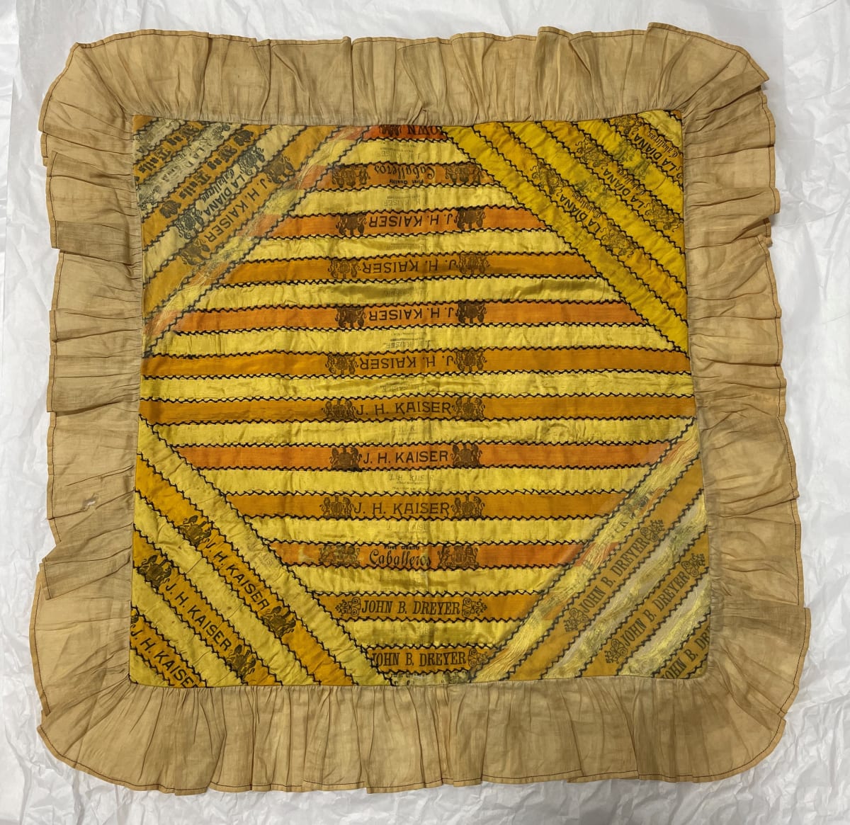 Cigar Band Pillow Top by Nancy Jane Harris Wilson 
