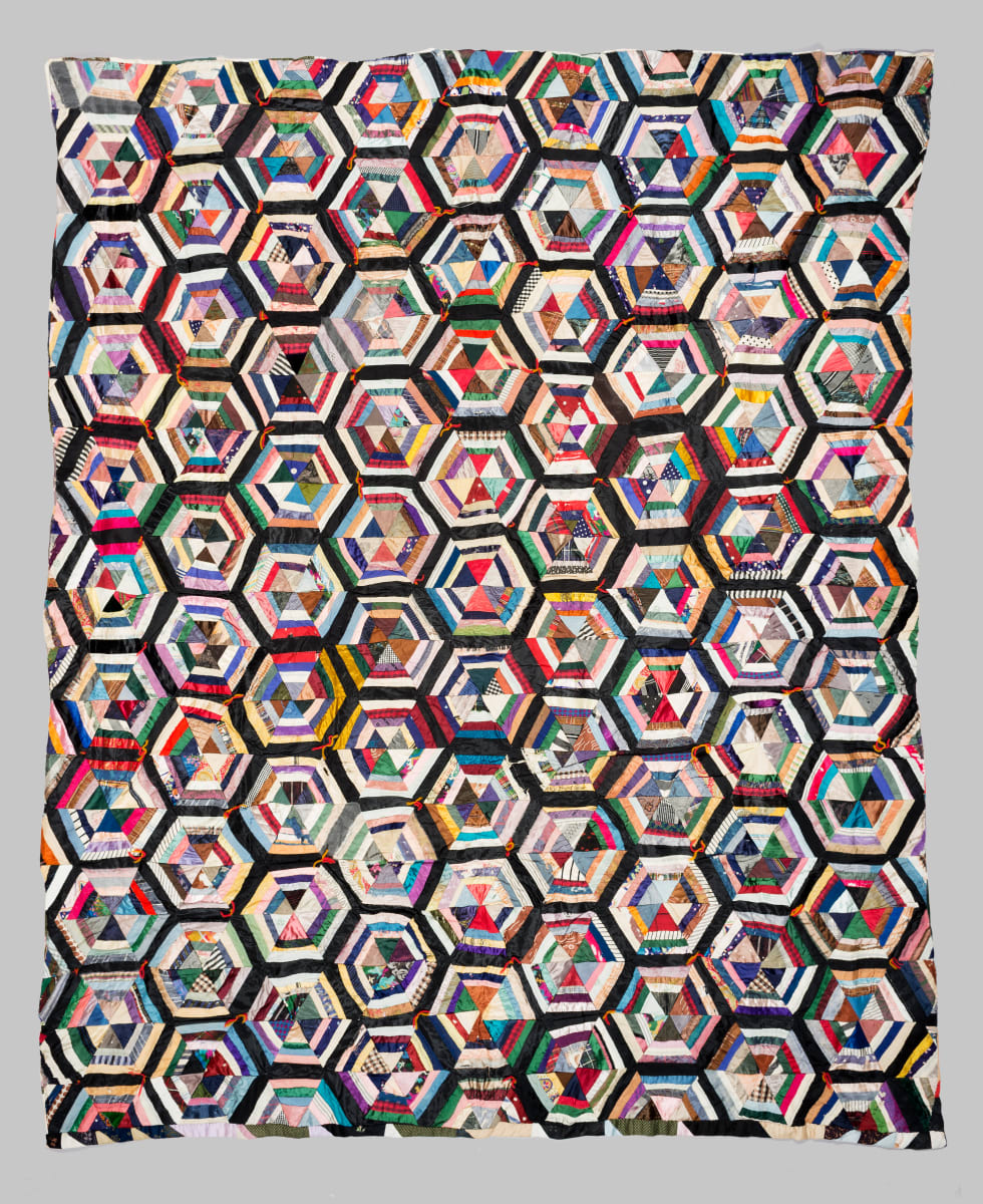 Crazy Patch/Spider Web Quilt by Unknown Artist 