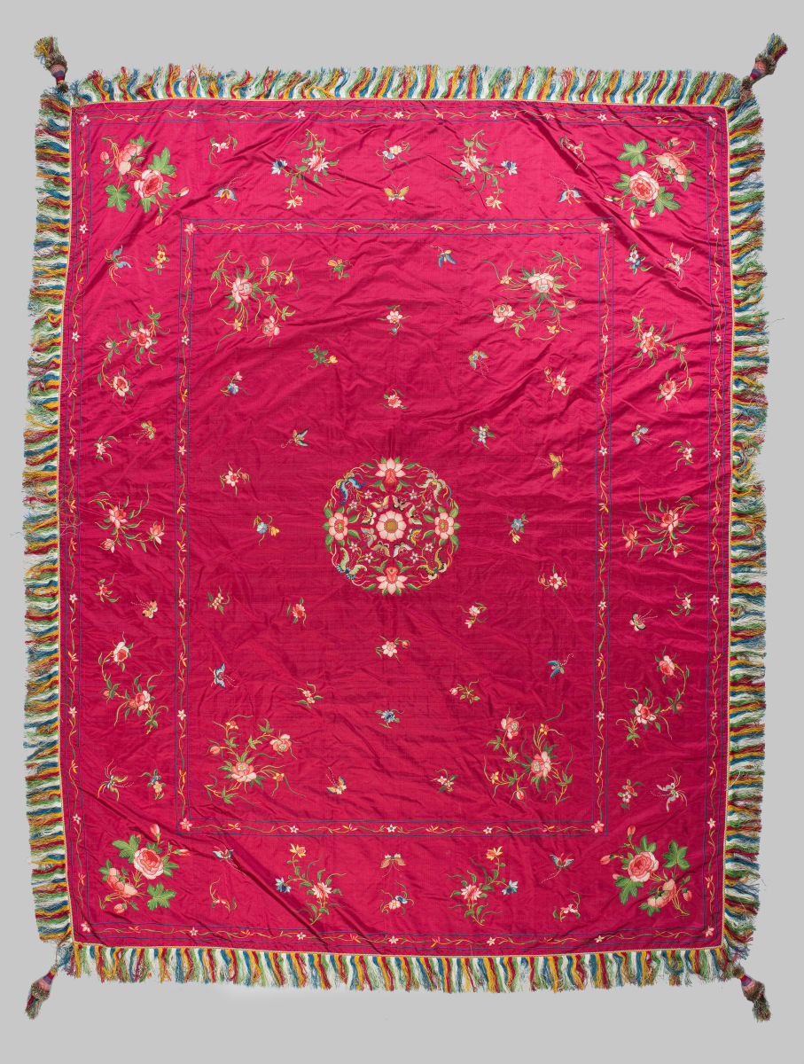 Chinese Silk Embroidered Bedcover by Unknown Artist 