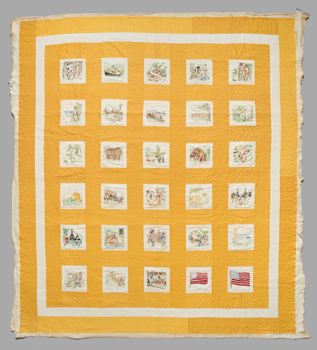American Frontier Quilt, History Quilt of the American West by Unknown Artist 