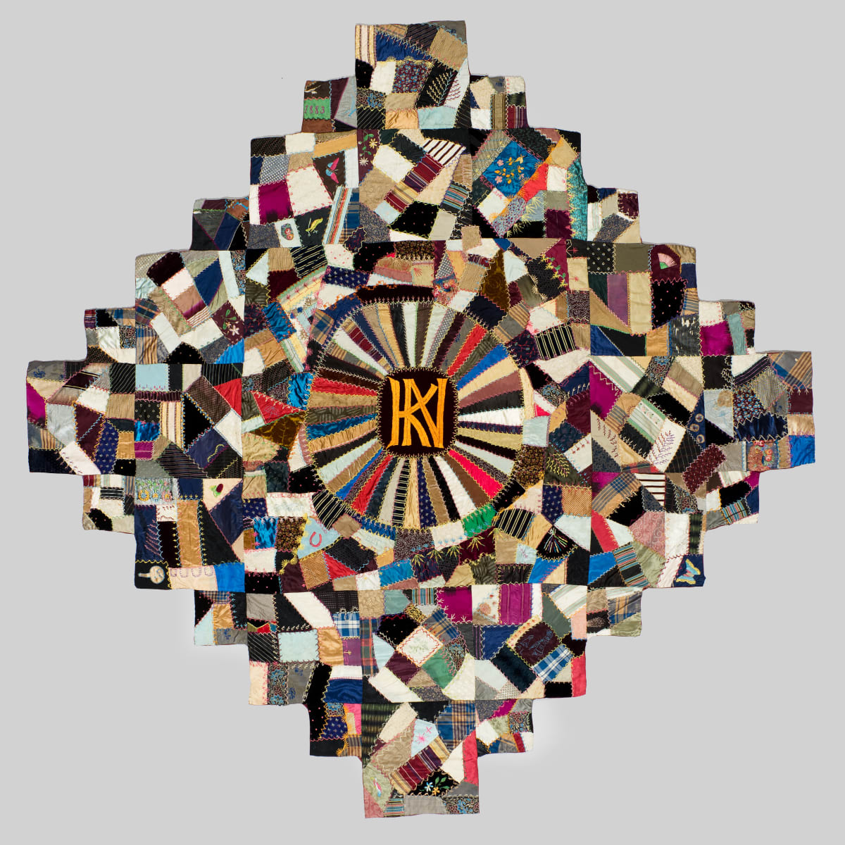 Silk Crazy Patch Table Cover by Nan Kennedy, Image 1.