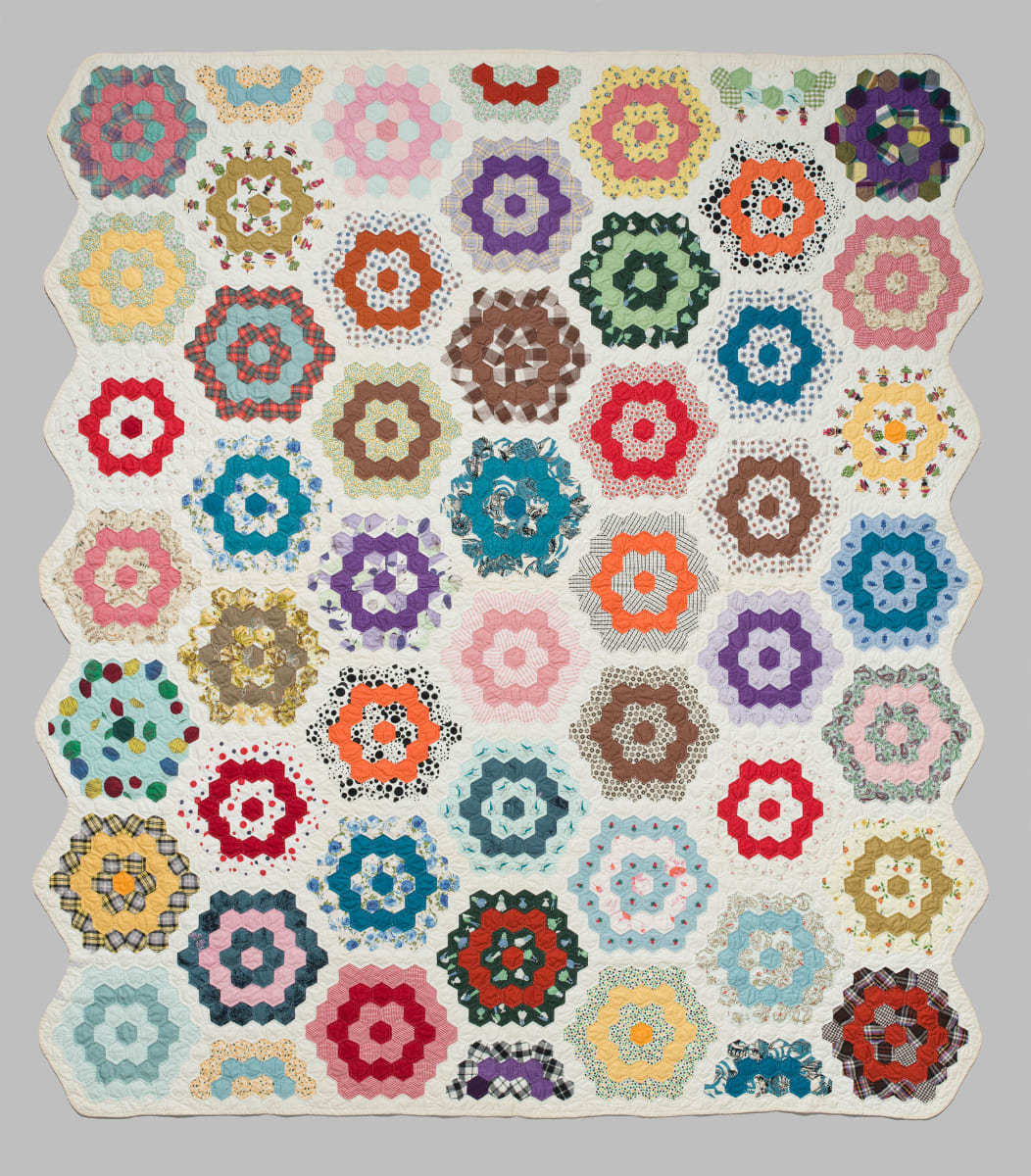 Grandmother’s Flower Garden Quilt by Unknown Artist 