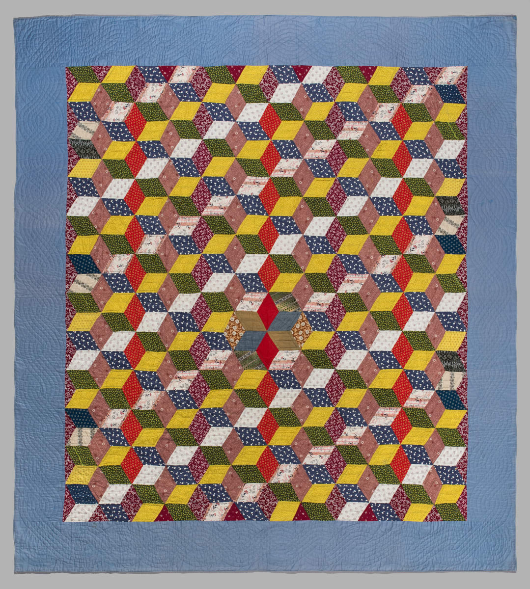 Tumbling Blocks Quilt by Unknown Artist 