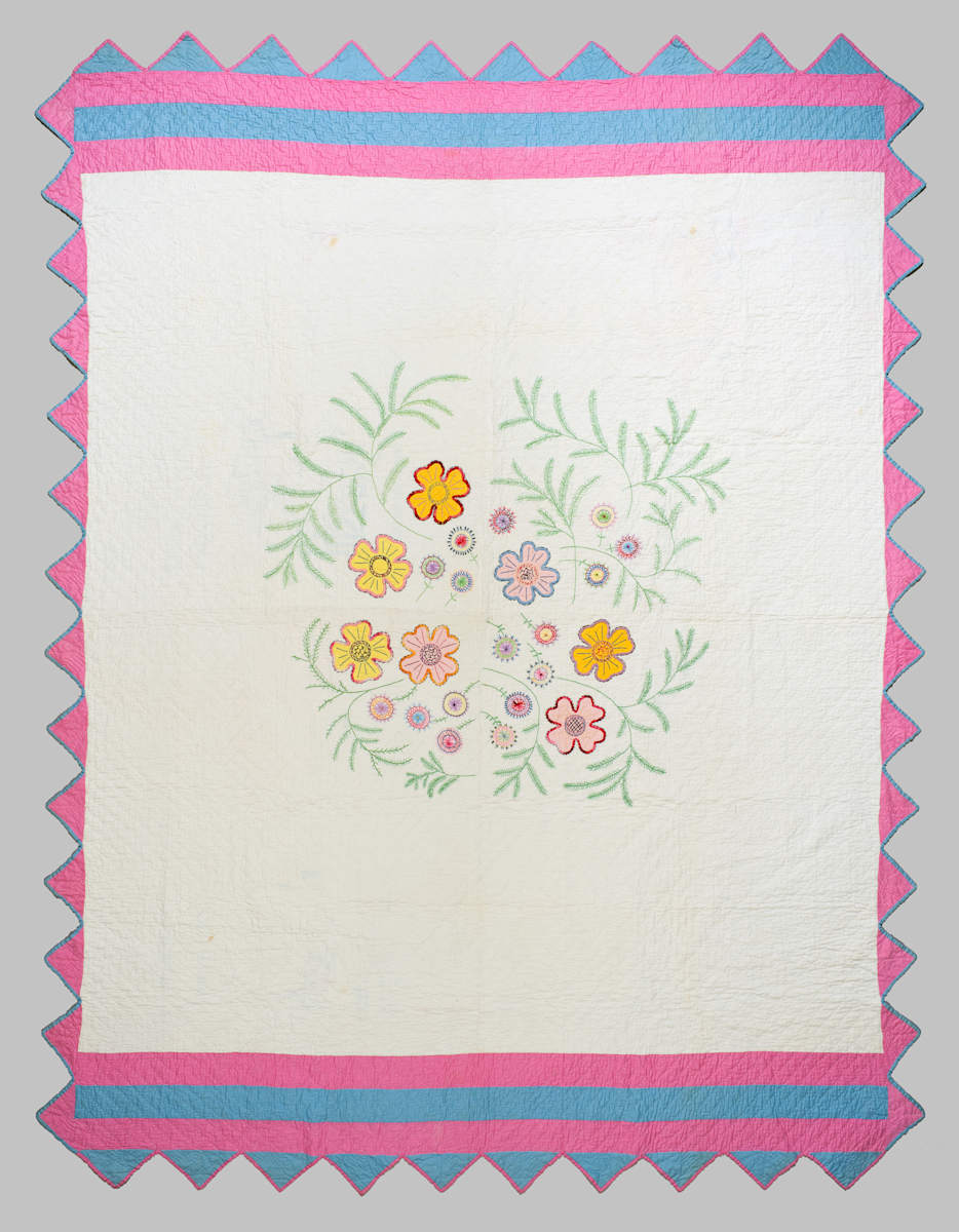 Applique Embroidered Quilt by Unknown Artist, Image 1.