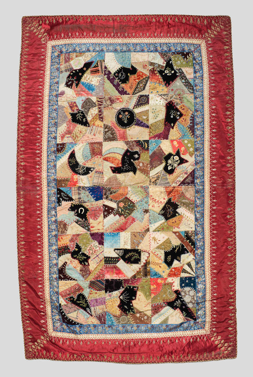 Crazy Quilt with Embroidered Border by Unknown Artist, Image 1.