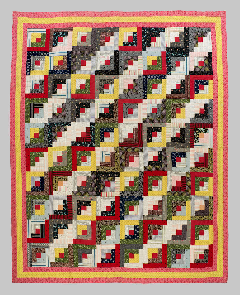 Log Cabin Quilt (Straight Furrows variation) by Unknown Artist, Image 1.