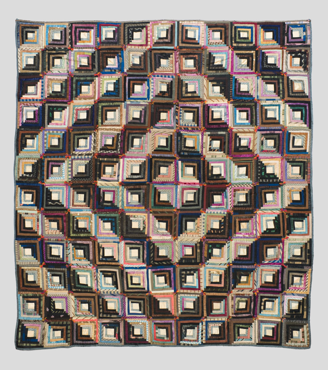 Silk Log Cabin Quilt by Unknown Artist 