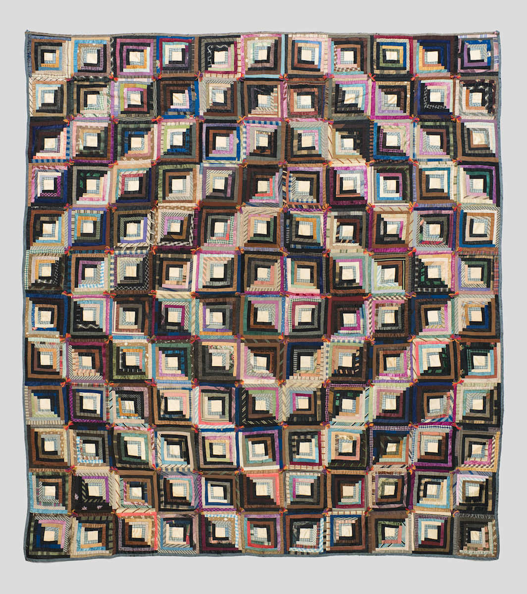 Silk Log Cabin Quilt by Unknown Artist, Image 1.
