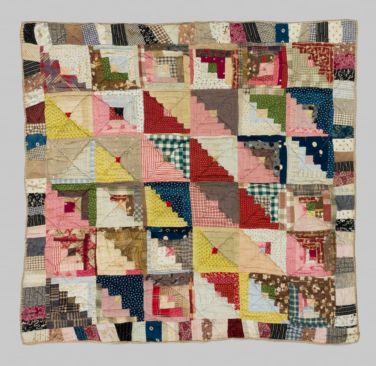 Log Cabin Crib Quilt by Unknown Artist 