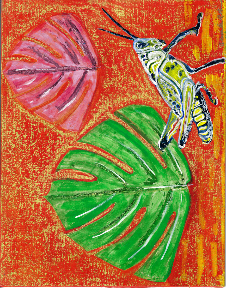Monstera Grasshopper 1 by Alexandra Anderson Bower 