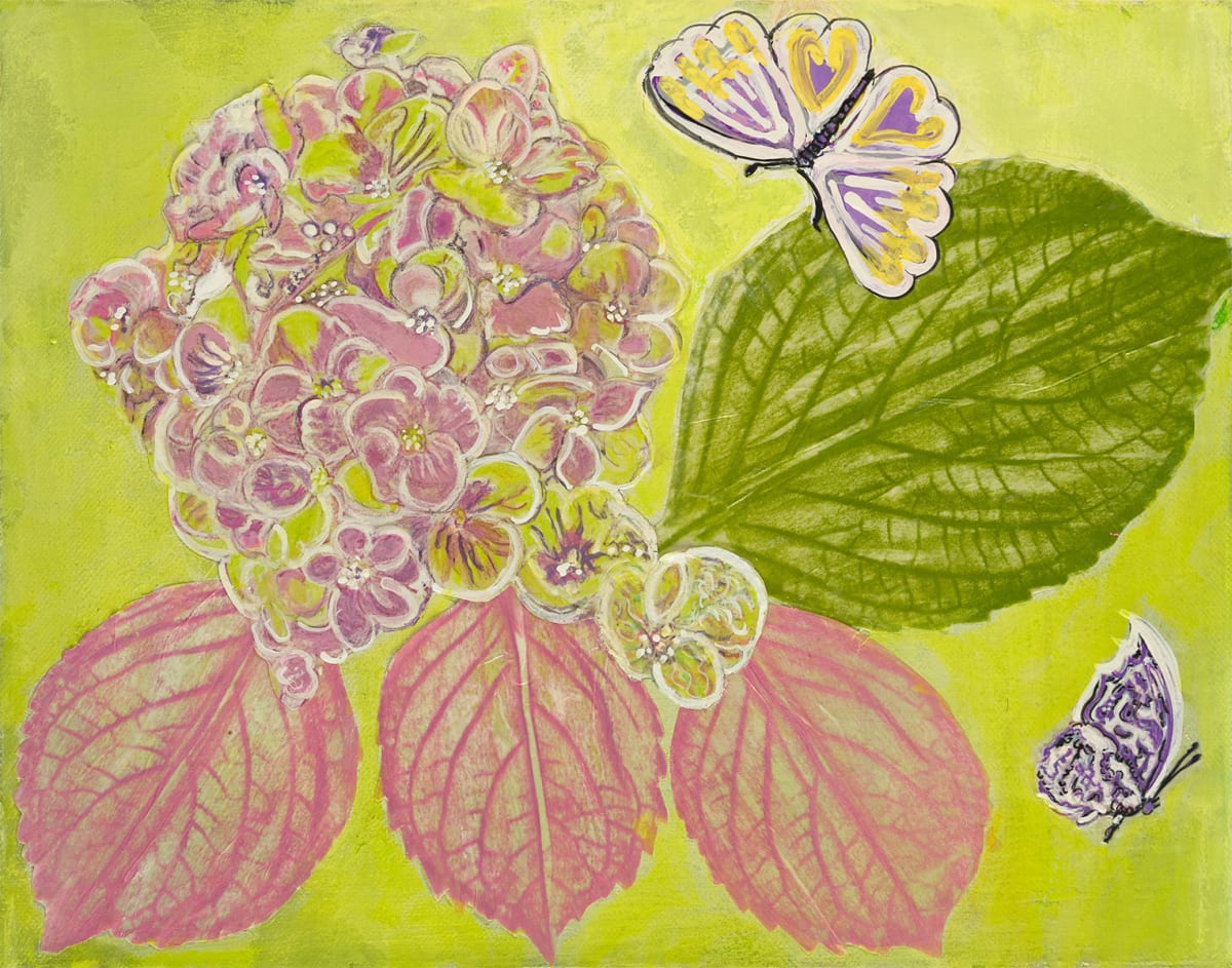 Hydrangea with Butterflies by Alexandra Anderson Bower 