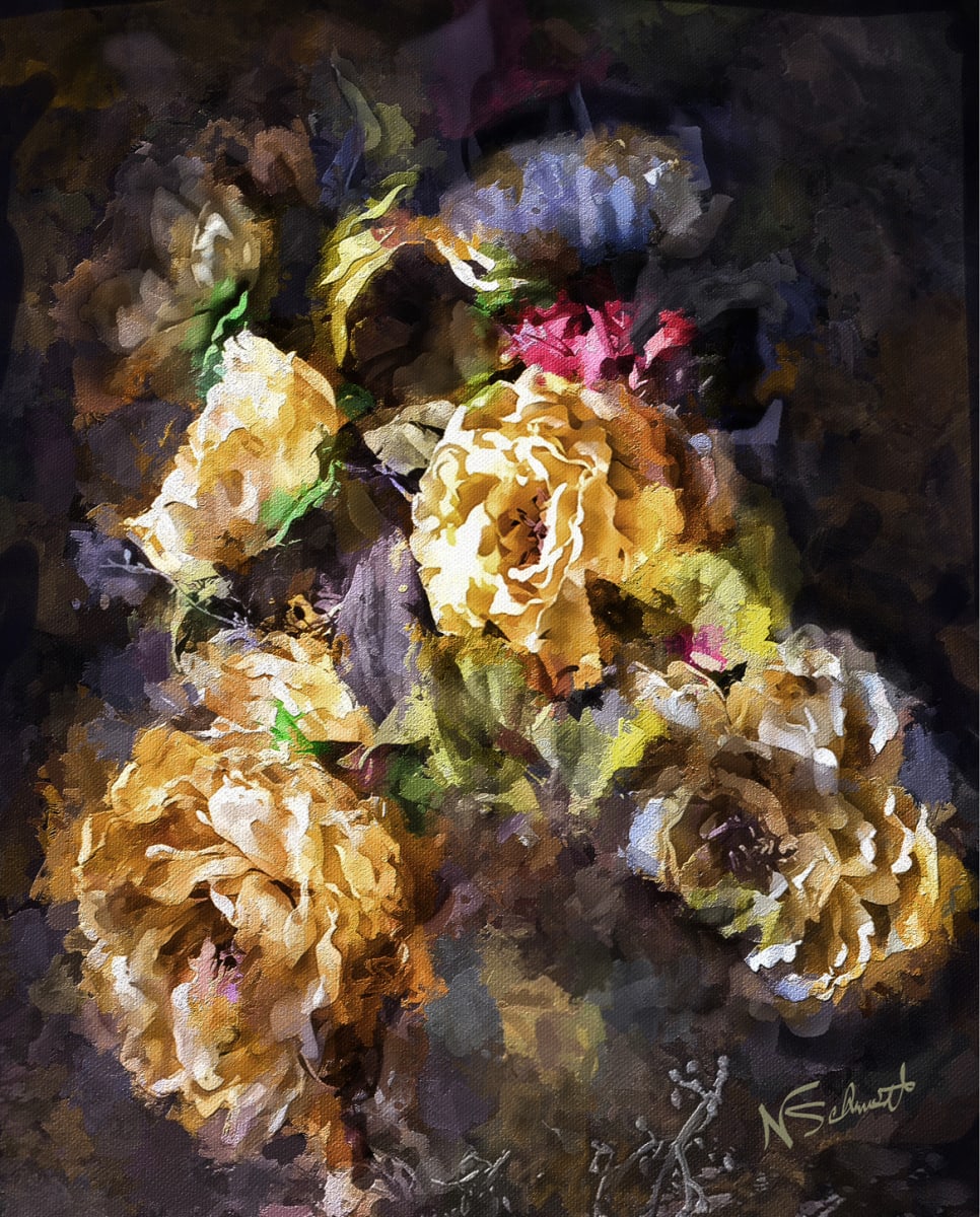 Festive Hydrangeas by Nancy Schmidt 