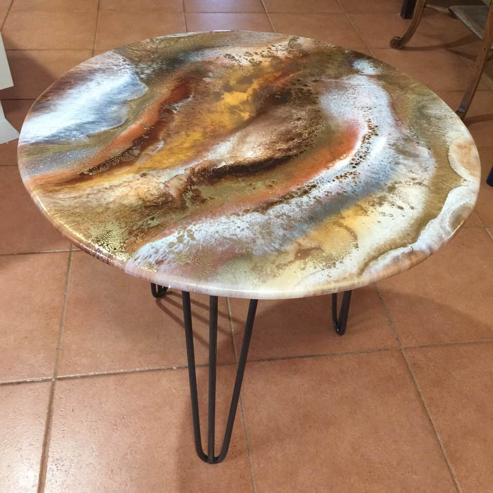 Brown, Gold, Bronze Coffee/Patio Table 60cm by Gayle Reichelt 