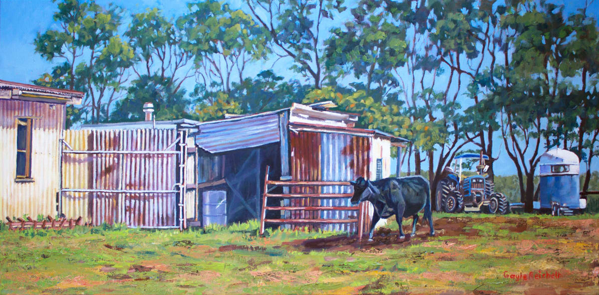 Queensland Farm Life 2 by Gayle Reichelt  Image: Queendland Farm Life, Oil on Canvas,  81.5cm x 40cm