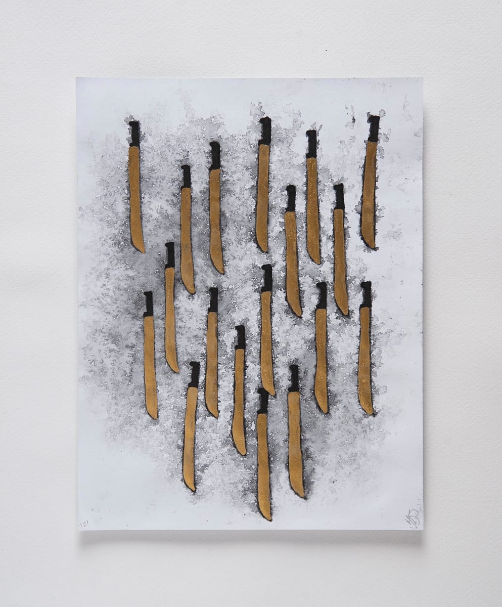 Estudio sonoro para Instrumento (representación gráfica del sonido de los machetes al chocar entre sí) #121 by Miguel Rodriguez Sepulveda  Image: Dibujo #121