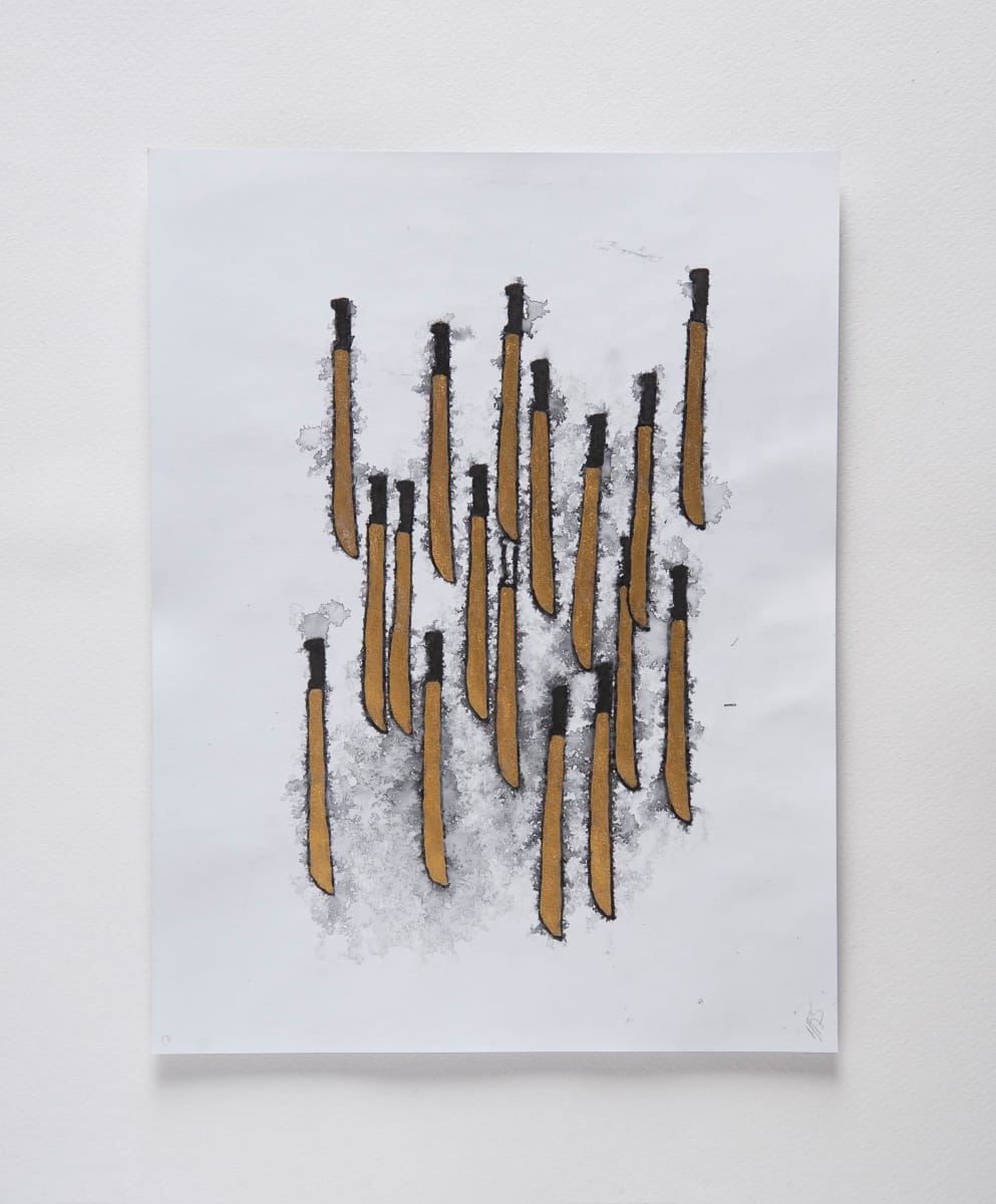 Estudio sonoro para Instrumento (representación gráfica del sonido de los machetes al chocar entre sí) CA by Miguel Rodriguez Sepulveda  Image: Dibujo CA