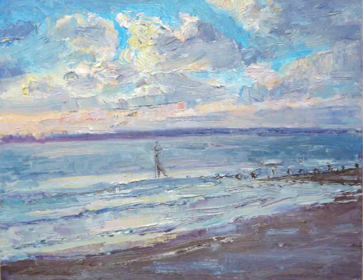 Pink Sunset Towards Hayling by Frances Knight 