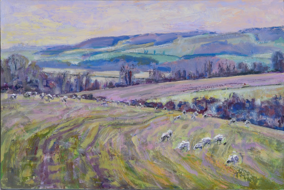 Sheep on the Downs Winter Quietude by Frances Knight, Image 1.