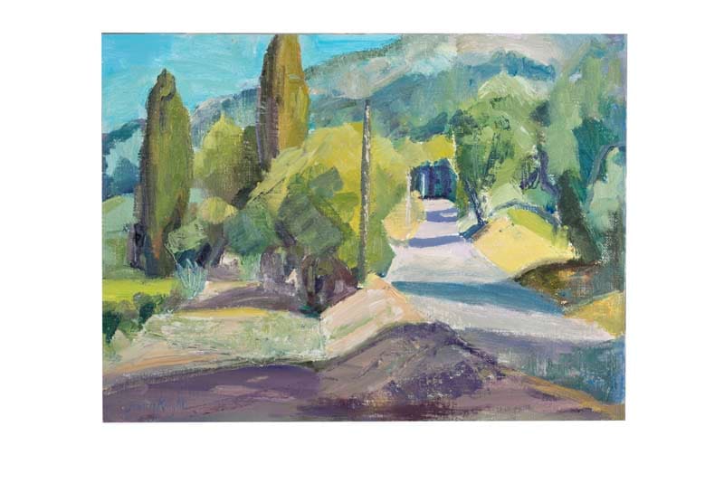 Hot Day  Vaucluse Shadows on Road (Unframed) by Frances Knight, Image 1.