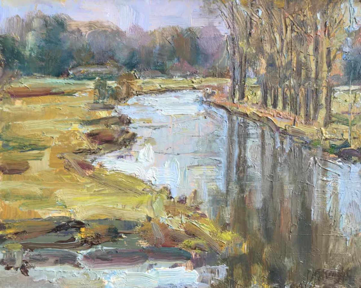 Grey Day River Reflections by Frances Knight 