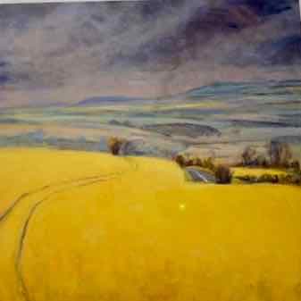 Yellow Fields Rainstorm 1 Limited Edition Print by Frances Knight, Image 1.