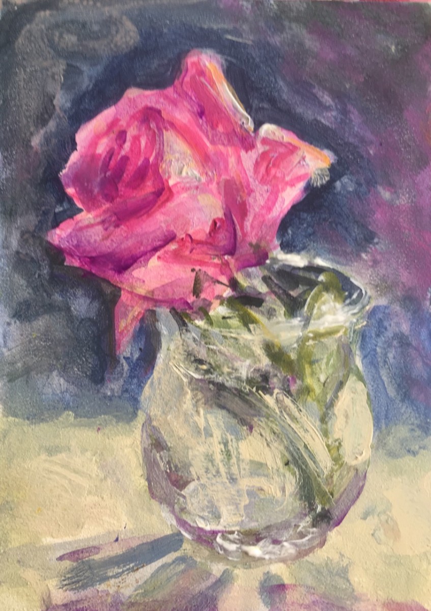 Single Pink Rose by Frances Knight, Image 1.