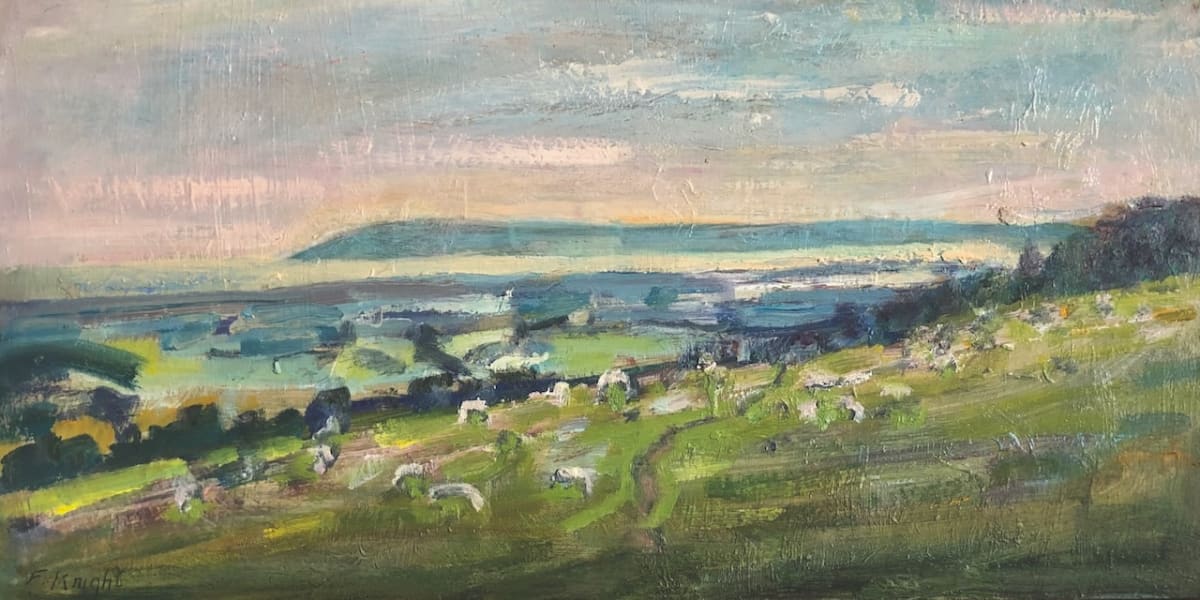 Quiet Evening Sheep on the Downs by Frances Knight 