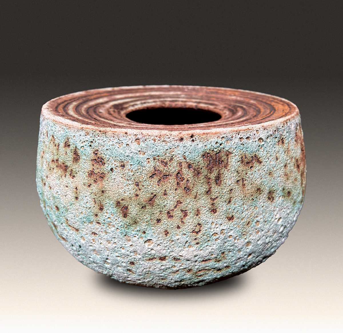 Turquoise Low Flanged Crater Vessel #2 by Brian O'Neill, Image 1.