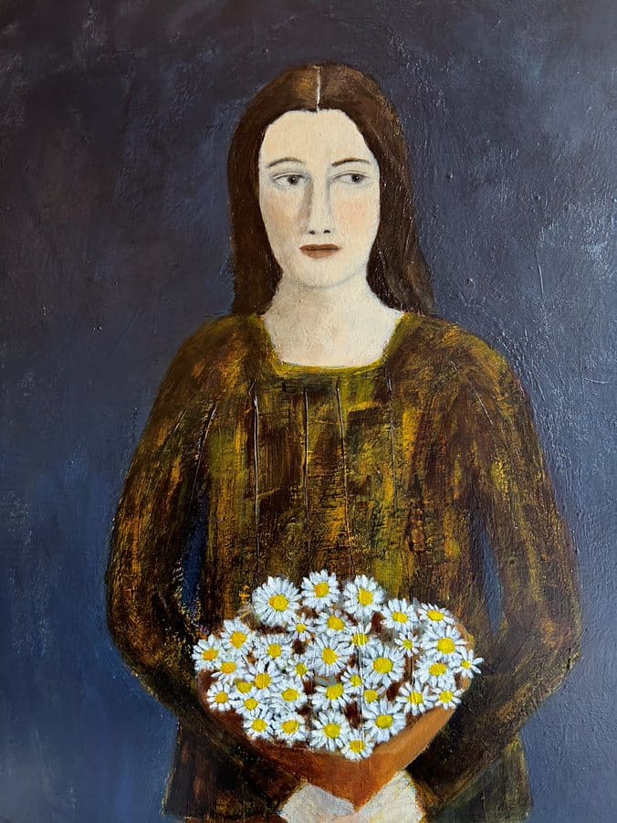 Woman Holding Daisies by Zue Stevenson 