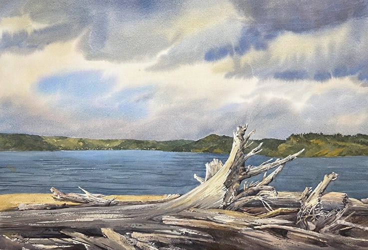 After the Storm by David Van Galen  Image: A view from Maxwelton Beach across Useless Bay on a winter morning bike ride as the skies briefly clear.  Whidbey Island, WA.