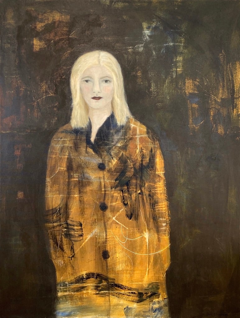 Woman in Ochre coat by Zue Stevenson 